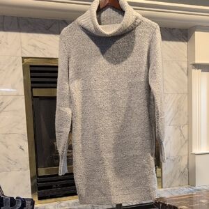 Guess Grey Marled Cowl Neck Sweater Dress Tunic Long Ribbed Cuff Az Med